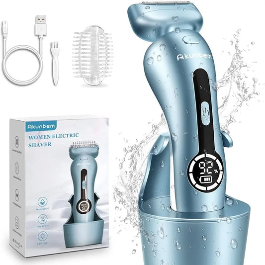 Akunbem Electric Shaver for Women Best Electric Razor for Womens Bikini Legs Underarm Public Hairs Rechargeable Trimmer with Detachable Head Cordless Wet Dry Use Precise Safe